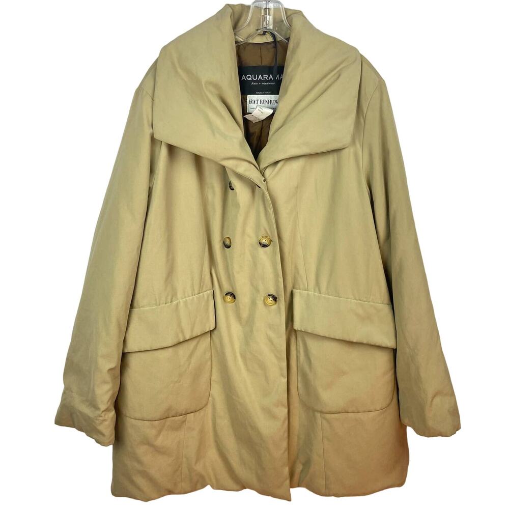 Aquarama Coat Womens M 44 IT Khaki Tan Mid Length Jacket Rain + Windwear